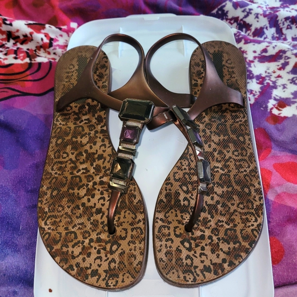 Jeweled Jelly Thong Sandals